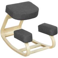 Ergonomiška klūpėjimo kėdė, beržo mediena, tamsiai pilka, 120 kg maksimaliai apkrovai