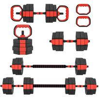 Reguliuojamas hantelių rinkinys 25 kg, 6-in-1, raudonas