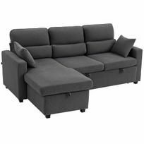Kampinė sofa-lova, kairinė arba dešininė, su šezlongu ir daiktadėže, 205 × 76 × 135 cm