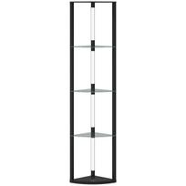 Kampinis LED toršeras, 5 lentynos, Juodas, 41,5 × 29,5 × 162 cm