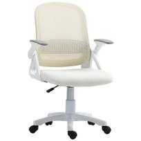 Tinklinė biuro kėdė, ergonominė, su atlenkiamais porankiais, balta