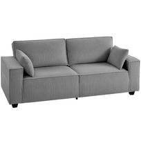 Trivietė sofa su kišeninėmis spyruoklėmis, šviesiai pilka, 218 cm, 2 pagalvėlės