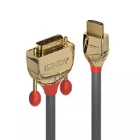 Lindy 3m HDMI į DVI-D laidas, Gold Line, HDMI A tipo (standartinis), DVI-D, kištukas, kištukas, auksinis, 1920 x 1200 pikselių