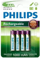 Philips Įkraunama baterija R03B4RTU10/10, Įkraunama baterija, AAA, Nikelio-metalo hidrido (NiMH), 1,2 V, 1000 mAh, Cd (kadmis), Hg (gyvsidabris)