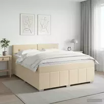 Spyruoklinė lova su čiužiniu Kreminė 140 x 200 cm Audinys