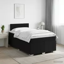 Spyruoklinė lova su čiužiniu Juoda 120 x 190 cm Audinys