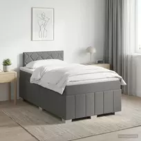 Spyruoklinė lova su čiužiniu Tamsiai pilka 120 x 190 cm Audinys