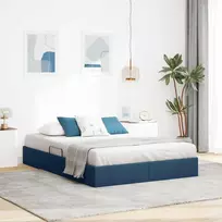 Lova Otomano lovos rėmas su saugykla Mėlyna 140 x 190 cm audinys
