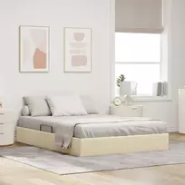 Lova Otomano lovos rėmas su saugykla Kremas 140 x 200 cm audinys