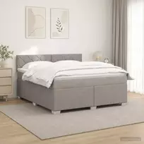Spyruoklinė lova su čiužiniu Taupe 140 x 190 cm Audinys