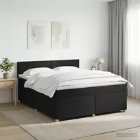 Spyruoklinė lova su čiužiniu Juoda 140 x 200 cm Audinys