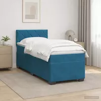 Lova su čiužiniu ir LED apšvietimu Mėlyna 100 x 200 cm Aksomas