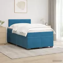 Lova su čiužiniu ir LED apšvietimu Mėlyna 120 x 200 cm Aksomas
