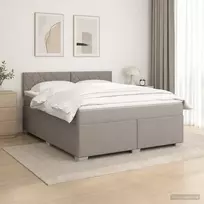 Lova su čiužiniu ir LED apšvietimu Taupe 140 x 190 cm Audinys