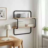 2 aukštų sieninė lentyna Artisano ąžuolo 60 x 24,5 x 61 cm