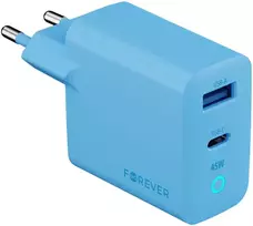 Forever Vibe-TC45AC GaN PD QC įkroviklis 1x USB-C 1x USB 45W dangaus mėlyna