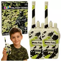 Lean Toys Vaikiškos racijos su USB įkrovimu, ryšio nuotolis iki 200 m, kamufliažinės, 2 vnt.