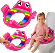 Lean Toys Vaikiškas tualeto sėdynės įdėklas su minkšta sėdyne ir rankenomis, rožinis, 38 × 35 cm