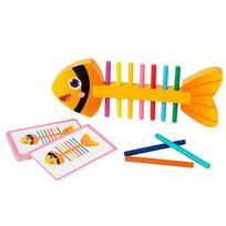 Wooden Montessori Color Matching Game Fish Stick for Toddlers Fine Motor Skills Training Puzzle Toy Early Education  Develop yellow