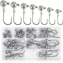 Jig Head Hooks, Barbed Fishing Gear, Multi-Weight Kit, Saltwater Fishing, Bass Hooks, Premium Tackle Set gray