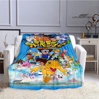 Digimon animacinis spausdintas pledas Flange Šiltas pledas pikniko pledas Namų kelioninis pledas lovos uždangalai Gimtadienio dovana 75x90cm blue