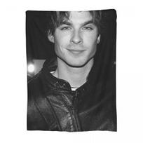 Damon Salvatore The Vampire Diaries Blankets Soft Warm Flannel Throw Blanket Bedding for Bed Living room Picnic Travel Home Sofa 80x120cm gray
