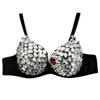 Rhinestone Embellished Dance Bra for Jazz and Pole Dance Performance Adjustable Straps Supportive Design Durable Construction L juoda