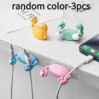 3pcs Cartoon Cable Organizer, Mobile Phone Charging Cable Data Cable Organizer, Fastener Storage Bundle Hub Buckle gray