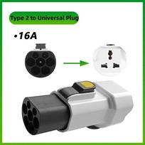 Portable 220V Type 2 Male Plug to Schuko Socket EV Charging Adapter For EV Charger EV Connector T2 to Universal Plug black