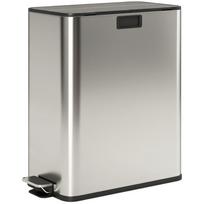 Dual Kitchen Bin with Soft-Close Butterfly Lid, 2 x 28L Stainless Steel Pedal Bin with Removable Inner Buckets 53.4 x 30 x 67 cm sidabras