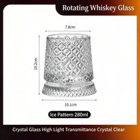 280ml Rotating Whiskey Glass Crystal Rum Glass Cocktail Party Drinking Gift Creative Crystal Premium Beer Glass 301-400ml gray