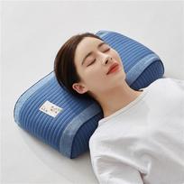 100% pure cotton buckwheat pillow, ergonomic neck support, breathable sleep pillow suitable for all sleeping positions 48x26CM mėlyna