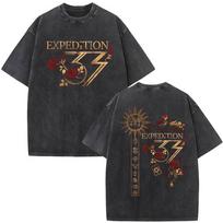 Game Esquie Clair Obscur Expedition 33 Washed T Shirts Men Women Clothing Fashion Vintage Casual Oversized Short Sleeve T-shirts S įvairiaspalvis