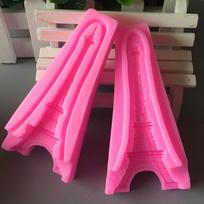 2 vnt. Bekvapė 3D Eifelio bokšto silikoninė forma Fondanto formelės pyragų dekoravimui muilo gamybai silikoninis kepimo įrankis Kepimo indai pink