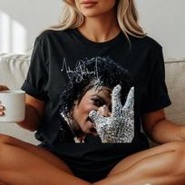 Michael Jackson T-Shirt, Silver Glove Shirt, King of Pop MJ Tee S black