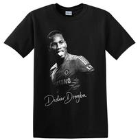 Didier Drogba Soccer Player Graphic T Shirt Vintage Football Fan Gift Art Tee S gray
