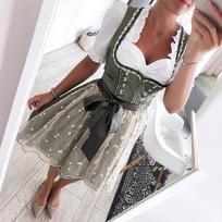 Helovino kostiumas Vokietija Miunchenas Oktoberfest kostiumas Bavariškas šou kostiumas Karnavalinė padavėjos suknelė XXL žalia