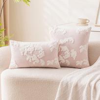 Fresh Daisy Velvet Pillow Case Summer Dopamine Color Embroidery Cushion Living Room Sofa Pillow 30 * 50cm without core beige