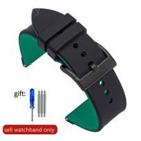 Sportinis vandeniui atsparus silikoninės gumos laikrodžio dirželis vyrams ir moterims Rolex Seiko No. 5 Huawei GT20 22mm greito atleidimo 20mm black