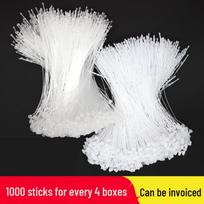 Hand-Threaded Plastic Buckle Hang Tag String with Snap Lock and Rope for Clothes Red, Pointed Head, 5 inch, 12.5 cm, 1000 pieces white