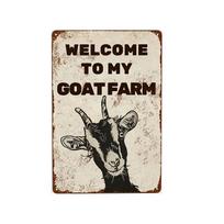 Funny Goat Farm Sign - Keep the Gate Closed,  Metal Tin/Aluminum Caution Sign for Farmhouse Fence, House Wall, and Gate 20x30cm（7.8x11.8inch） beige