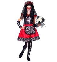 "MUJER DIA DE LOS MUERTOS" (suknelė, rankų šildytuvai, galvos apdangalas su šydu)