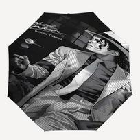 1pc Michael Jackson Smooth Criminal Automatic Open, Windproof, Compact Travel Umbrella, Gift for Birthday, Christmas, Business 93050 gray