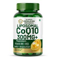 Vlado's Himalayan Organics Liposomal CoQ10 300mg+ Supplement with Magnesium B9 B12 30 Capsules