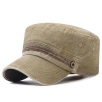 Distressed Cotton Flat-Top Baseball Cap - Breathable Sun Protection for All Ages Adjustable smėlis