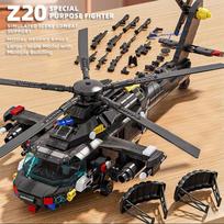1000PCS Army Brick Playset SWAT Fighter Blocks Helicopter Blocks Aircraft Scale Ratio Model Children DIY Toys  Playsets Christmas Holiday Gift Present black