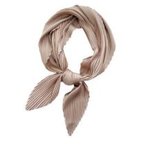 Women Square Scarf Plain Color Wavy Edge Pleated Neck Wear Temperament Thin Silky Crinkled Scarf for Office 70cm gray