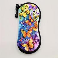 Hanging Flower Print Eyeglass Case Lips Print Soft Reading Glass Pouch Water-resistant with Hook Sunglasses Holder Women gray
