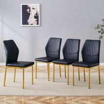 Valgomasis kėdės komplektas, juoda PU, auksinės kojos, 93 cm, 4 vnt