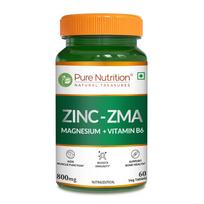 Pure Nutrition Zinc ZMA – 60 Veg Tablets | 800mg Zinc, Magnesium Aspartate & Vitamin B6 | Supports Muscle Recovery, Bone Strength & Deep Sleep |